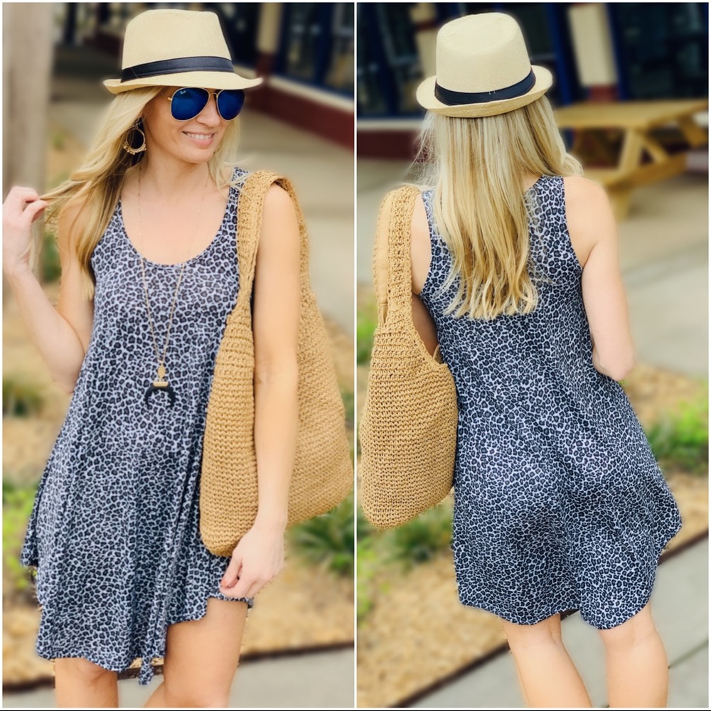 GOTTA POUNCE ANIMAL PRINT TANK DRESS-GREY - Picture 3 of 3